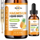 Magnesium Glycinate Liquid Drops, 1000mg Liquid Magnesium Complex Supplement voor Slaap, Zenuw, Energie, Spier, Bot, Kalm & spijsvertering, Hoge Absorptie, 2 Fl Oz, Suikervrije Ananas Smaak