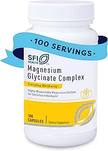 Klaire Labs SFI Health Magnesium Glycinate Complex - chelated Magnesium Blend for Optimal Absorptie - Supports Healthy Bones, Muscles & Energy Levels - Zacht voor spijsvertering (100 Capsules, 2 Pack)