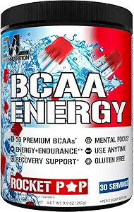 EVL BCAA's Aminozuren Poeder - BCAA Energy Pre Workout Powder voor spierherstel Lean Growth and Endurance - Rehydraterende Post Workout Herstel Drink met natuurlijke cafeïne - Raket Pop