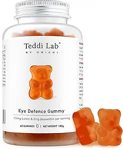 Unichi Eye Health Gummy, Lutein en Zeaxanthine Supplement voor Eye and Retina Health, Blueberry Flavour, 60 Tellen