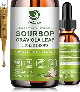 Nature Soursop Bitters Liquid, 1 maand levering Graviola Olie voor celondersteuning & regeneratie, Antioxidant, Immune Boost, Digestief, Suikervrij, Glutenvrij, Zure SOP Multivitamine Drops 2 FL OZ
