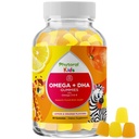Kinderen Omega en DHA Gummies - Vetzuren Omega 3 6 9 met vitamine C voor visie - Voedings-DHA voor kinderen voor gezond zenuwstelsel en aandachtssteun - Visvrij - 60 Tel.