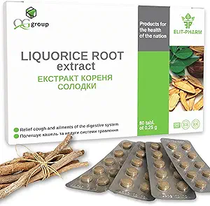 QG groep Pure Licorice Root Extract (80 tabletten - 200 mg Elke) Dieetsupplement voor Digestieve en Immune Health Ondersteuning. Zoethoutwortelsupplement voor mannen en vrouwen