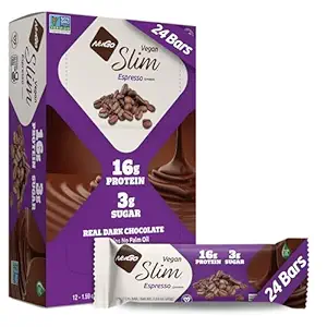 Nugo Slim Dark Chocolate Espresso, 16g Vegan Proteïne, 3g Suiker, 7g Vezel, Low Net Carb, Keto Vriendelijk, Glutenvrij, 24 Tellen