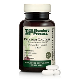 Standard Process Calcium Lactaat - Botdichtheid & Immuungezondheidsondersteuning - Aids Blood Clotting & Normale Cell Function - Veganistisch, Glutenvrij, Niet-Dairy, Niet-Soy & Non-Grain - 90 Tablets (30 Servers)