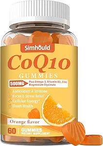 1 Pack CoQ10 500MG Gummies - Plus Omega-3, Magnesium, Vitamine B3 & Zink - 3X Betere absorptie Co-enzym Q10 Supplementen voor de gezondheid van het hart, Cellular Energy & Antioxidant, Non-GMO 60 Tellen