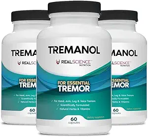 Tremanol Natural Aid Essential Tremor Relief Herbal Supplement for Neurological Support - Includes Vitamine B2 & B12, Passiebloem & Skullcap for Hand Tremor Aids - Made in USA, 60 Caps (pack of 3)