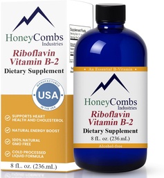 HoneyCombs Vitamine B2 Riboflavine Supplement Liquid Drops - High Potency Vitamine B2 voor mannen en vrouwen - Handhaaf gezonde spijsvertering, zenuwstelsel, haar, huid, nagels - Vegan Liquid Vitaminen (8 Fl oz)