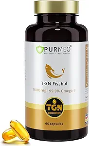 TGN Premium rTG Omega-3 Visolie 1000mg - 400% Hogere Absorptie & 99,9% Pure - 600mg EPA & 300mg DHA voor Hart, Hersenen, Ogen & Gezamenlijke Ondersteuning - Geen Fishy Aftersmaak, Made in Germany, 60ct