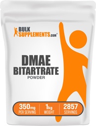 BulkSupplements.com DMAE Bitrate Powder - Dimethylaminoethanol Bitrate, DMAE Supplement - Unflavored & Gluten Free, 350mg per portie, 1kg (2,2 lbs) (Pack of 1)