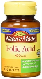 Nature Made Folic Acid (400 mcg) Tabletten, 250 Telling, Verpakking van 2
