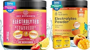 KEY NUTRIËNTEN Electrolyte Power Duo: Tropical Peach Mango & Juicy Strawberry Lemonade 