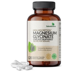 Futurebiotics Magnesium Glycinate 200 MG per Serving Chelated for High Absorption, Gentle On Stomach, Non-GMO, 120 Vegetarian Capsules