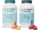 SmartyPants Prenatal and Men's Multivitamin Gummies Bundle: Omega 3 Fish Oil (EPA/DHA), Biotin, Methylfolate, Vitamin D3, C, Vitamin B12, B6, A, K & Zinc for Immune Support (30 Day Supply)
