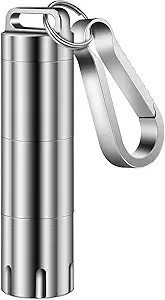 TISUR Titanium kleine pil houder sleutelhanger, draagbare pil geval waterdichte Pocket pil Box container houder te houden pillen, vitamines, visolie, supplementen
