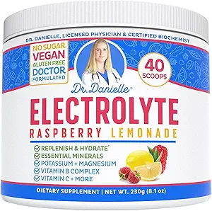 Dr. Danielle's Original Electrolyte Powder - Hydration Drink Mix Supplement - Boosts Energy & Keto-Friendly - No Maltodextrine & Sugar Free - Raspberry Lemonade Flavor