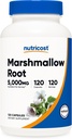 Nutricost Marshmallow Root 5000mg Equivalent, 120 Vegetarische Capsules - Glutenvrij & niet-GMO - uit 500mg van 10:1 Extract