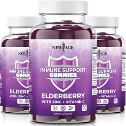 NIEUWE AGE Immuun systeem ondersteuning Gummies - Sambucus Zwarte Vlierbessen Gummies met Vitamine C en Zink (Immuun ondersteuning 180 Gummies)
