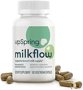 UpSpring Milkflow Lactation Supplement for Milk Supply Excrease, Borstvoeding Supplementen met Fenegriek & Gezegende Thistle, Non-GMO, Borstvoeding Ondersteuning 100 Vegan Capsules