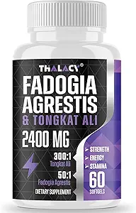 2400mg Fadogia Agrestis Tongkat Ali Supplement - Fadogia Agrestis 1400mg & Tongkat Ali 1000mg Ultra Blend, maximale sterkte, spiermassa en atletische prestaties, 360 Softgels