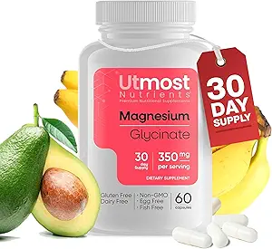Magnesium Glycinate Supplement - Slechts 1 Capsule=175 MG Absorbeerbare Magnesium (350 MG in 2 Capsules) Non-GMO, Glutenvrije, Major-Allergen Free-Promotes Nighttime Calm & Muscle Wellness (60 Capsules)