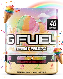 G Fuel Rainbow Sherbet Energy Drink Powder, Pre Workout Cafeine Mix voor Gaming, Sugar Free Focus Amino, Vitamine + Antioxidanten, 9.9oz (Rainbow Sherbet, 40 Servers)
