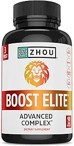 Zhou Boost Elite - Energie-supplement, natuurlijke spierondersteuning Pillen voor mannen met Tribulus, Fenegriek, Ginseng en Maca - 90 Veggie Capsules