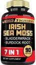 7in1 Irish Sea Moss Capsules 6750 Mg met biologische Bladderwrack & Burdock Root, Kurkuma, Apple Cider Vinegar - Raw Seamos Pillen voor haar, huid, schildklier gezondheid - 90 Caps voor 3-maand levering