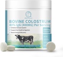 Bovine Colostrum 120 Chewable Tablets, 2000mg Colostrum Supplement 40% IgG, for Immune Support, Gut Health, Hair Growth, Energy, 100% Grass Fed & First-Milking, Gluten-Free, Soy-Free