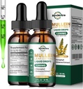 2 Pack Mullein druppels voor longen, 1200mg Mullein Leaf Extract Liquid Drops met Chlorofyl voor Lung Cleanse & Detox, Ondersteuning voor Ademhalingsstelsel, Immuun, spijsverteringssysteem