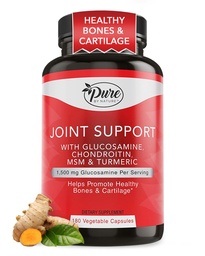 Pure by Nature Joint Support, Glucosamine met Chondroitin Turmeric MSM Boswellia Supplement, 180 Capsules