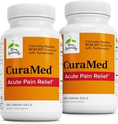 Terry Naturally CuraMed Acute Pijn Verlichting - Supplement met BCM-95 Curcumine & BOS-10 Boswellia - Zwarte Sesamzaadolie ter ondersteuning van de verlichting van af en toe ongemak - 120 Liquid Gels (pakket van 2)