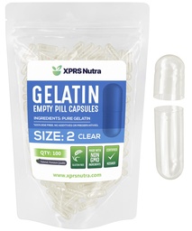 XPRS Nutra Maat 2 Lege Capsules - 100 Tel helder Lege Gelatine Capsules - Pillen DIY Capsule vullen - Pure Bovine Pill Gel Caps voor Do-It-Yourself Supplementen