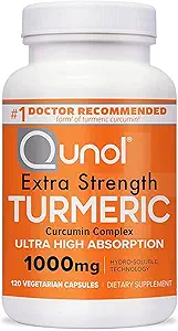 Qunol Kurkuma Curcumin Supplement, Kurkuma 1000mg met Ultra High Absorptie, Joint Support Supplement, Extra sterkte Kurkuma Capsules, 2 maand Supply, 120 Telling (pakket van 1)