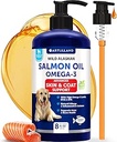 Salmon Oil for Dogs - Omega 3 for Dogs - 8 FL OZ Wild Alaskan Salmon Fish Oil - Natural EPA & DHA Fatty Acids for Skin & Coat, Allergy, Joint & Bone Health - Liquid Support Supplement for Shedding