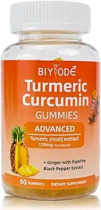 Curcumin Gummies Kurkuma supplement voor gezamenlijke ondersteuning Natuurlijke Ananas Smaak Suiker Gratis spijsvertering Cognitieve functie en immuungezondheid voor verbeterde atletische prestaties, 60 Graaf Gummies
