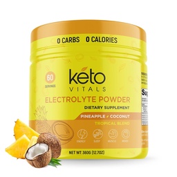 Keto Vitals Electrolytes Powder - Sugar Free Keto Electrolytes Powder with Kalium, Magnesium, Natrium, & Calcium - No Sugar Electrolyte Drink Mix & Hydration Powder, 60 Servers, Ananas Coconut