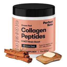 Perfect Keto Collageen Peptides Proteïne Poeder met MCT olie, Gehydrolyseerde Collageen, Type I & III Supplement, Glutenvrije Gras Fed, Low Carb, Keto Coffee Creamer, Collageen voor vrouwen en mannen, Kaneel Toast