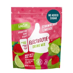 FlavCity Strawberry Limeade Electrolytes Powder Packets - 28 Hydration Packets - No Added Sugar - Hydration Powder with Real Fruit & Unraffinaderij Sea Salt - Keto & Gluten-Free (28 Stick Packs)