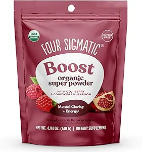 Four Sigmatic Calm Super Powder | Organic Superfood Powder with Magnesium Citrate, Organic Chamomile Extract, and Tremella Mushroom Extract | Blueberry Drink Mix (4.94 oz.)