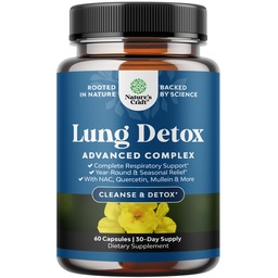 Lung Detox Mullein Leaf Capsules - Purifying Mullein Lung Cleanse Complex with NAC Quercetin & Cordyceps Extracts - Leaf Herb Respiratory Supplement for Sinus Immunity & Ademondersteuning 60ct