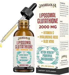 Liposomal Glutathion Liquid 2000MG Antioxidant Detox Supplement for Women & Men, Aging Defense, Liver Function & Energy, with Hyaluronic Acid + Aloë Vera + Vitamine C, Natural & Vegan, 12 FL.OZ
