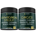 Bundel 5in1 Ashwagandha Shilajit & 5in1 Ginger Supplement - Ondersteuning Hart, spijsvertering Gezondheid en Immuun