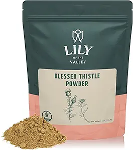 LILY OF THE VALLEY Gezegende distel Extract Poeder - Ideaal voor Smoothies & Juices - Milk Thistle Thee - Rijk aan Silymarin en Antioxidanten - Vegan & Gluten-Free - Verpakt in Hersluitbare Pouch (4oz, 113g)