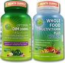 Vegan Multi-system Support met CoQ10, Omega-3, Probiotica & Turmeric - Optimale DIM 200mg met BioPerine & Crucifer Flowers & Whole Food Multivitamine Plus (Geen ijzer) voor mannen & vrouwen Clean Label