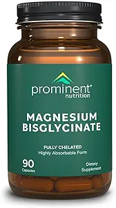 Prominent Nutrition Magnesium Bisglycinate Capsules, Brain Health Support, Magnesium Supplement, 240 mg, 45 dagen levering - 1 verpakking