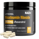 NAD Supplement - NAD+ with Nicotinamide Riboside (NR) and Resveratrol Quercetin 900mg Pure Organic NAD Plus for Cellular Repair Healthy Aging Brain Function, 80 Capsules