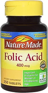 Nature Made Folic Acid 400 mcg (665 mcg DFE) Tabletten, 250 Telling (pack van 3)