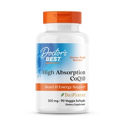 Dokter's beste hoge absorptie CoQ10, Hart en energie ondersteuning, USP geverifieerd, natuurlijk gefermenteerd CoQ10, Non-GMO Glutenvrij, sojavrij, vegetarisch 90 Veggie Softgels