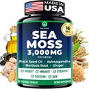 Sea Moss Black Seed Oil Ashwagandha Ginger - Advanced Irish Sea Moss Capsules All in One Supplement with Seamoss Black Seed Oil Ashwagandha Burdock Root Bladderwrack - Pillen voor energie, Immune, Gut